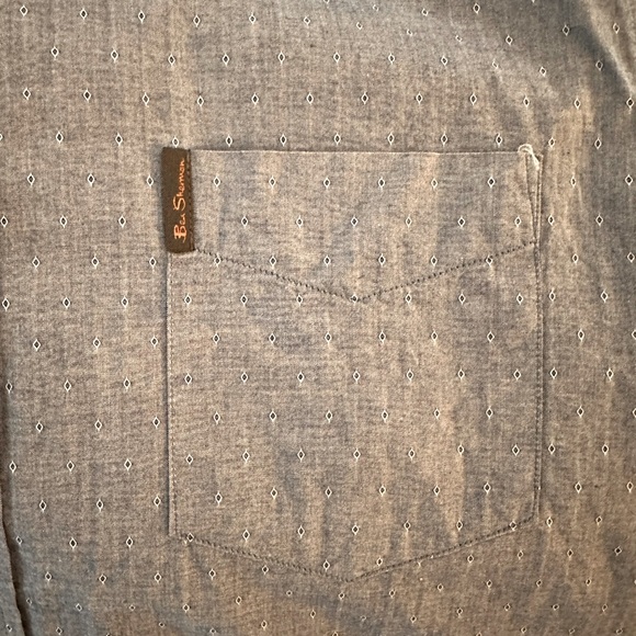 Ben Sherman Men's Chambray Patterned Button Front Shirt, size L - Picture 3 of 4